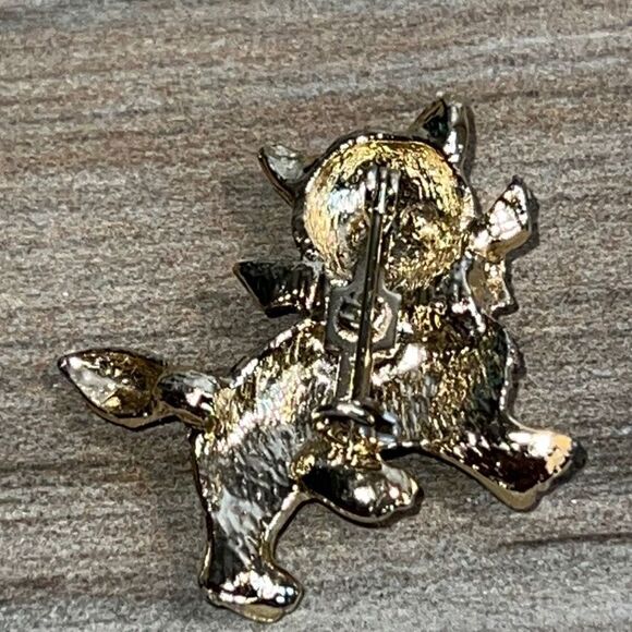 Vintage Cat Kitten Gold Tone Brooch Pin - Picture 6 of 6